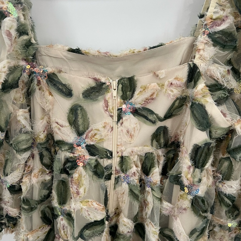 Storia babydoll puff sleeve textured mini dress - Picture 7 of 13